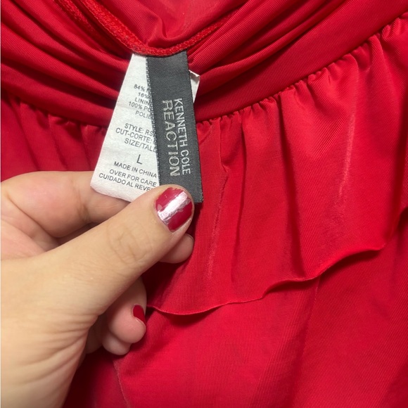 Kenneth Cole Reaction Red Ruffled Swimwear - Picture 2 of 3
